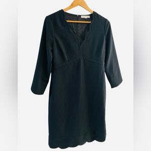 Etcetera Dress Size 6 Black 3/4 Sleeve Scalloped Trim Elegant